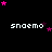 Pixelated text 'snaemo' repeated across a black background with pink and purple star animations.