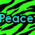 Four quadrants display text over zebra-stripe backgrounds: green 'Peace', cyan 'Love', purple 'LEILA!!!', and a blank gray quadrant.