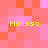 Pixelated of pink and orange squares with four instances of yellow text reading 'Malissa' positioned in corners