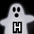 A ghost-shaped icon with black eyes and mouth displays sequential text: H, He, Hen, Henr, Henry.
