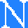 Blue background with white pixelated text forming repeated patterns of letters and arrows in a