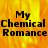 A static image with a fiery orange-yellow background displaying the text "My Chemical Romance" in bold black letters, partially obscured by a gray rectangular overlay on the right side.
