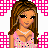 Pixelated cartoon woman in pink outfit with text "sexy for you" on a white background with repeating pink grid patterns.
