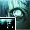 repeated anime-style eye images with a small inset showing an animated sequence