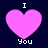 Four identical pixelated pink hearts with 'I' above and 'You' below, arranged in a on dark blue background