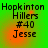 Green background with orange gradient and black text reading Hopkinton Hillers #40 Jesse in four identical