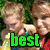 A pixelated image of two children with light brown hair in a grassy background, with green text reading 'best friends' and 'foreva!' overlaid.