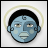 Pixelated blue-skinned face with black hair, light halo ring, and visible facial features including eyes, nose, mouth, ears, and cheeks.