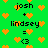 Green background with orange pixel hearts and black text reading "josh + lindsey = <3" repeated in a pattern
