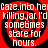 Four identical red and black spiral patterns with white text reading "Gaze into hell killing jar. I'd sometimes stare for hours." arranged in a