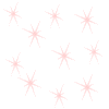 A static image of scattered pastel starbursts on a white background, featuring pink, blue, yellow, and green hues.