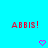 Red text 'ABBIS!' and pink hearts on cyan background with gray corner overlay.