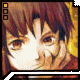 Pixelated anime-style character with brown hair and brown eyes, wearing a red garment, displayed in a of with varying facial expressions and hand positions