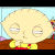 Pixelated cartoon character with large round head, closed eyes, yellow shirt, and red collar against light blue background.
