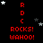 Red text and stars on black background with gray rectangle in bottom right corner.