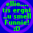 Green pixelated text on blue background with purple spiral pattern, four identical showing 'ellio... tis ergnt ..u smell Funnie! :D' in green font