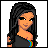 Pixelated image of a woman with long dark hair and a black top, next to blue text reading "Azn and Proud" on a light blue gradient background.