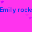 A bright pink background with repeated blue text "Emily rock" and scattered purple stars, partially cropped on the right side.