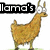 Pixelated llama with white eyes and brown fur stands on grass, text overlays change across frames.