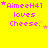 Yellow background with pink text reading "AimeeH41 loves Cheese." and small yellow stars scattered around.