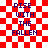Red and white checkered background with dark blue text reading "RISE WITH THE FALLEN" in four vertical lines, two instances of the same layout side-by-side.