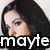 A four- shows a person with long dark hair in different poses, with the word 'mayte' overlaid on one