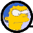 Two circular cartoon character head icons with yellow skin, blue background, and black border; left icon shows squinting eyes while right icon shows wide-open eyes.