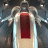 A 48x48 pixel animated contact sheet showing two frames of a Battlestar Galactica-themed buddy icon with a Cylon Centurion and a Viper fighter in motion.