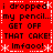Red background with white dotted borders and snowflake symbols, displaying repeated text phrases in black pixelated font.