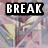 Pixelated of repeated anime-style character images with text overlays in black and red boxes