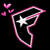 Pixelated pink and white icon with a stylized 'F' shape, star, floating hearts, and text reading 'I <3 to skate!!!' on black background.