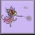 Animated sequence of a fairy figure with floral elements on light purple background, transitioning between two poses with floating flower icons.