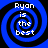 Four identical blue and black spiral patterns with white text reading "Ryan is the best" arranged in a on a solid blue background