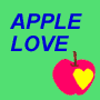 Green background with blue text, a pink apple with yellow heart, and a blonde woman's photo.