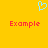 Yellow background with light blue pixelated heart symbol above two red 'Example' text blocks.