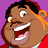 Animated contact sheet of a cartoon character's facial expressions in red and blue shirts against purple background, showing seven distinct mouth positions from open laughter to closed smiles.