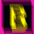 Animated contact sheet of yellow 3D letter B icons in various styles and states against black backgrounds with pink borders.