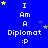 Blue background with white text reading "I Am A Diplomat :P" and scattered yellow and blue stars.