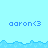 Pixelated light blue background with repeating 'aaron<3' text and wave-like borders, showing partial gray overlay on right side.