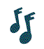 musical note icons in varying sizes and positions on a light gray background, with no visible animation changes across frames