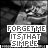 Black-and-white pixelated image of a person's face with text overlay reading 'FORGETME ITSTHAT SIMPLE' in blocky font, showing animation change between frames.