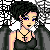 Pixel art contact sheet showing a gothic-styled character with dark hair and purple eyes, wearing a black top and choker necklace, surrounded by spider webs and a hanging spider, with red neon-style text reading "GOTHIC CHICK" below.