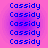 Blue text 'Cassidy' repeated in a on a pink-to-purple gradient background with no visible animation changes