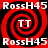 Red and black spiral pattern with white text "RossH45" repeated around the border and "TT" in the center, displayed in a