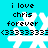 Pixelated cyan background with white snowflake symbols and black text reading "i love chris forever (3333333)" in two identical vertical sections.
