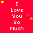 Red background with white text "I Love You So Much" repeated in a pattern, scattered yellow and red stars
