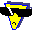 20 pixelated yellow, black, and blue shapes arranged in four on a gray background