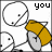 Animated sequence of stick figures with orange hats interacting with a trash can, displaying text fragments.