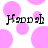 Pixelated text 'Hannah' appears twice on a white background with scattered pink circles, each letter rendered in black with gray pixelation.