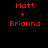Four display red text 'Matt + Brianna' over black backgrounds with varying grayscale circular gradients
